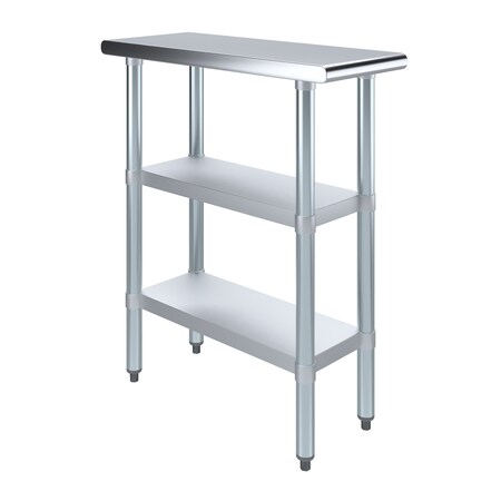 Amgood 24 in. x 96 in. Stainless Steel Table With Two Undershelves AMG WT-3012-2SH